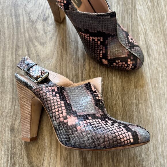 SJP by Sarah Jessica Parker Shoes - SJP Sarah Jessica Parker Pink Grey Snake Print Leather Heels Women 7 Fall Bootie